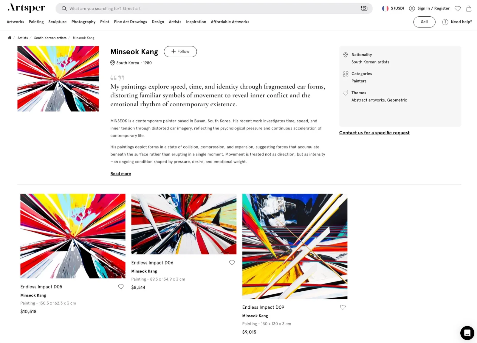 Artsper Independent Artist Registration — Minseok Kang Joins the European Online Gallery Platform 1