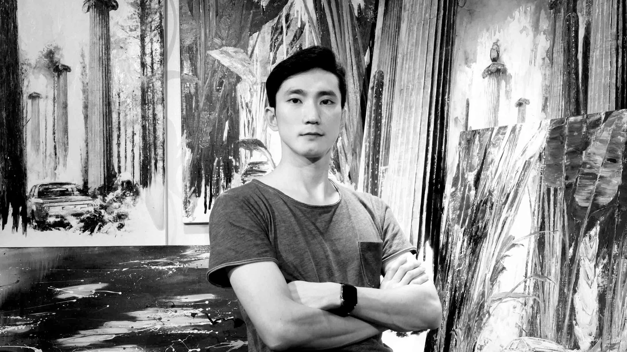 Minseok Kang 강민석 Korean contemporary artist portrait — automotive fine art, expressive figurative painting