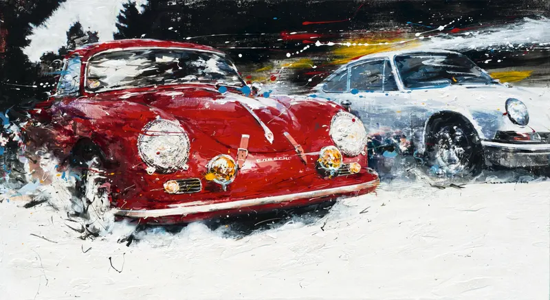 Minseok Kang, Porsche Carrera 356 1955 (2014) — Classic cars of the 1950s–60s rendered in mixed media, Mixed Media
