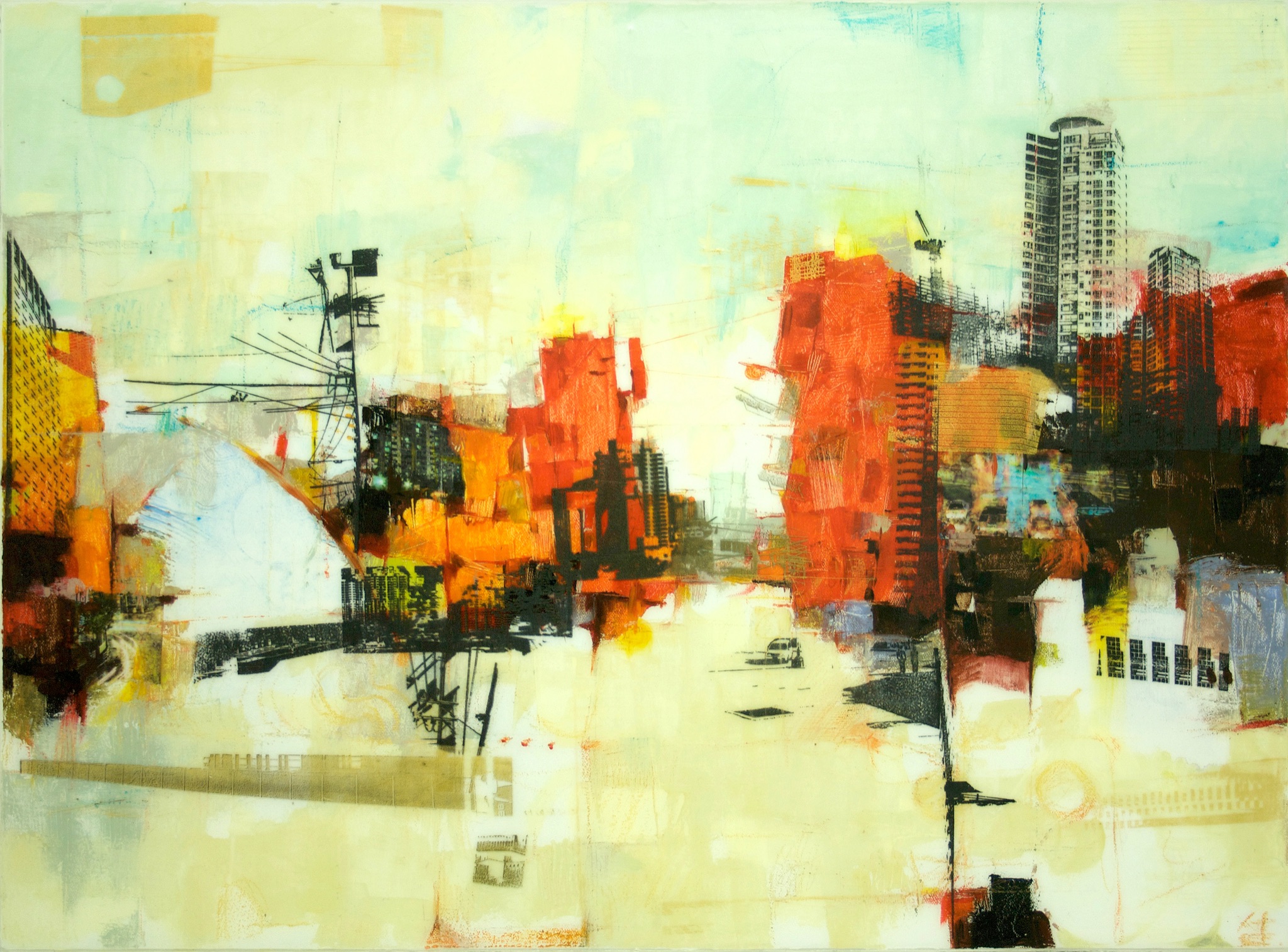 강민석 Minseok Kang 도시 In City No.2 53×72cm Mixed Media 2008 Korean contemporary art 한국 현대미술 자동차 그림 automotive fine art 도시 City cityscape painting