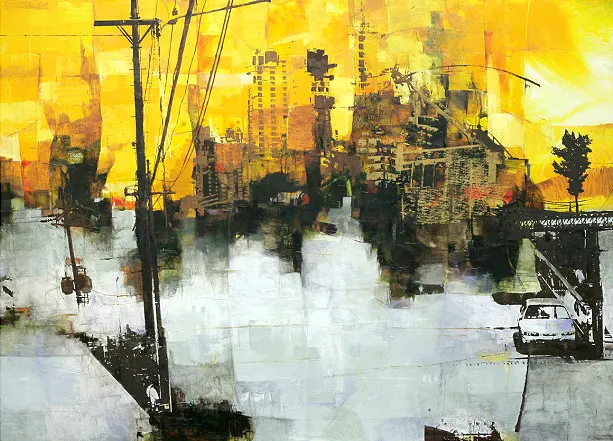 Minseok Kang, Faraway City (2008) — A complex cityscape holding small, fragile human figures, Mixed Media