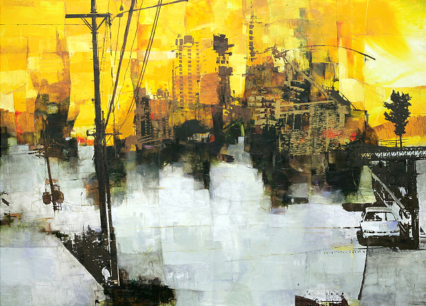 강민석 Minseok Kang 도시 Faraway City 112×162cm Mixed Media 2008 Korean contemporary art 한국 현대미술 자동차 그림 automotive fine art 도시 City cityscape painting