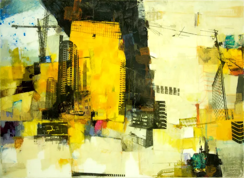 Minseok Kang, Leave the Office (2008) — A complex cityscape holding small, fragile human figures, Mixed Media
