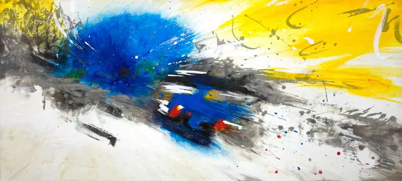 Minseok Kang, Blue Hole (2010) — A mixed media canvas compressing the city's crowds and gazes, Mixed Media
