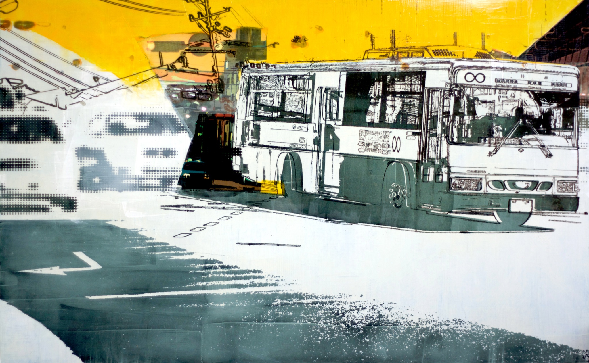 Minseok Kang 강민석 Choice 경쟁 73×117cm Mixed Media 2009 Korean contemporary art automotive fine art 경쟁 Competition urban psychology art