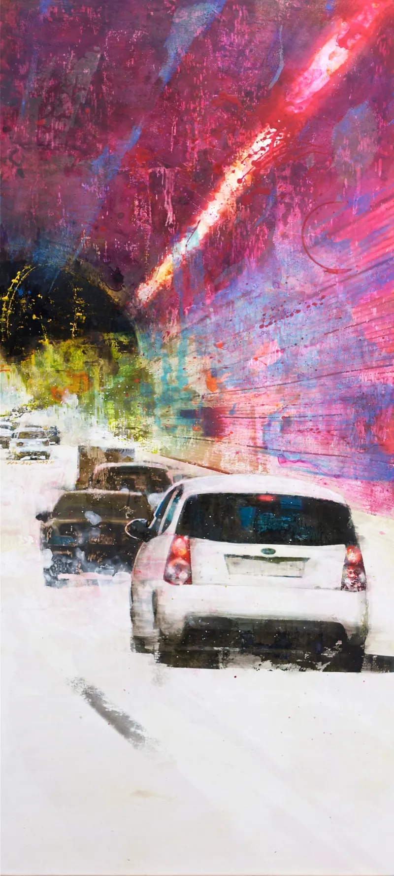 Minseok Kang, Come in Sight (2010) — A mixed media canvas compressing the city's crowds and gazes, Mixed Media