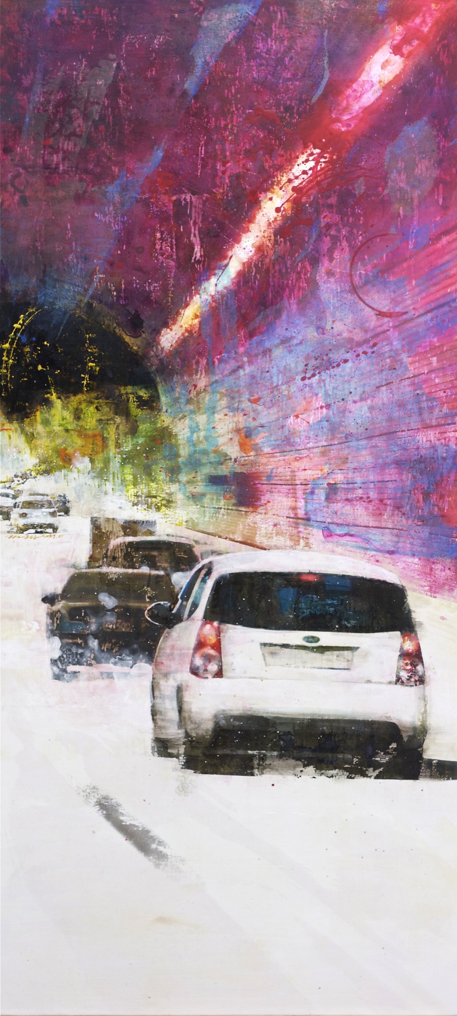 Minseok Kang 강민석 Come in Sight 경쟁 130.3×60.9cm Mixed Media 2010 Korean contemporary art automotive fine art 경쟁 Competition urban psychology art