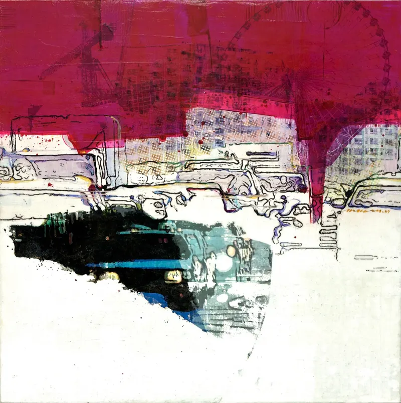 Minseok Kang, Competition (2009) — A mixed media canvas compressing the city's crowds and gazes, Mixed Media