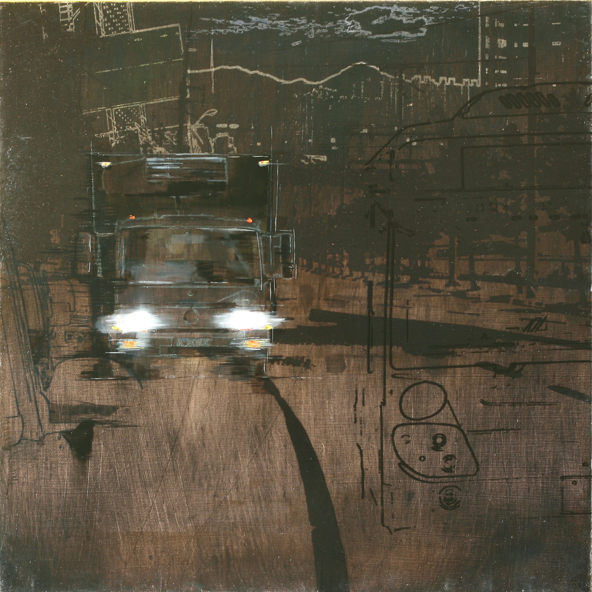 Minseok Kang 강민석 Illusion No.3 경쟁 40×40cm Mixed Media 2009 Korean contemporary art automotive fine art 경쟁 Competition urban psychology art