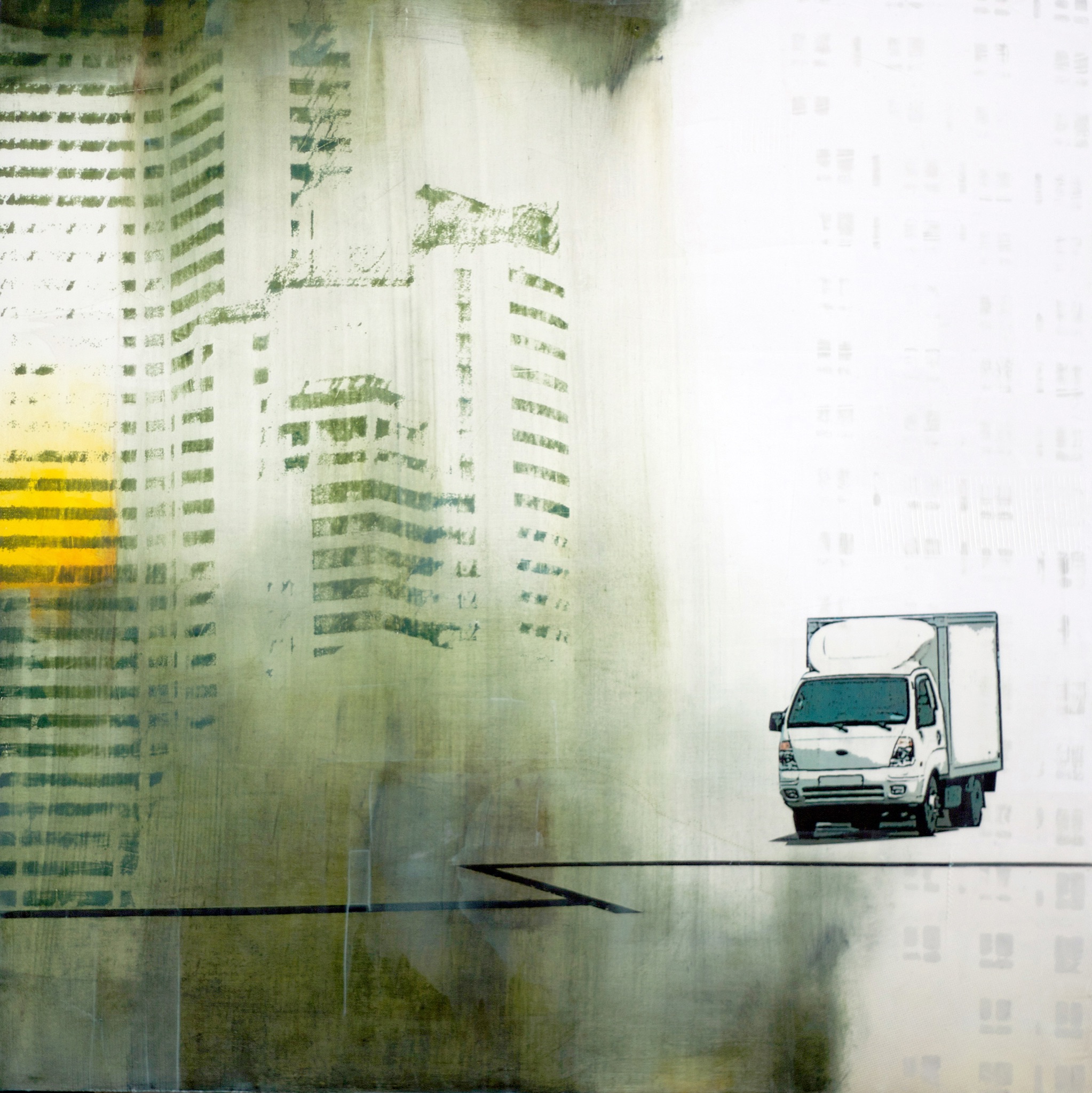 Minseok Kang 강민석 In part 2 경쟁 80×80cm Mixed Media 2009 Korean contemporary art automotive fine art 경쟁 Competition urban psychology art