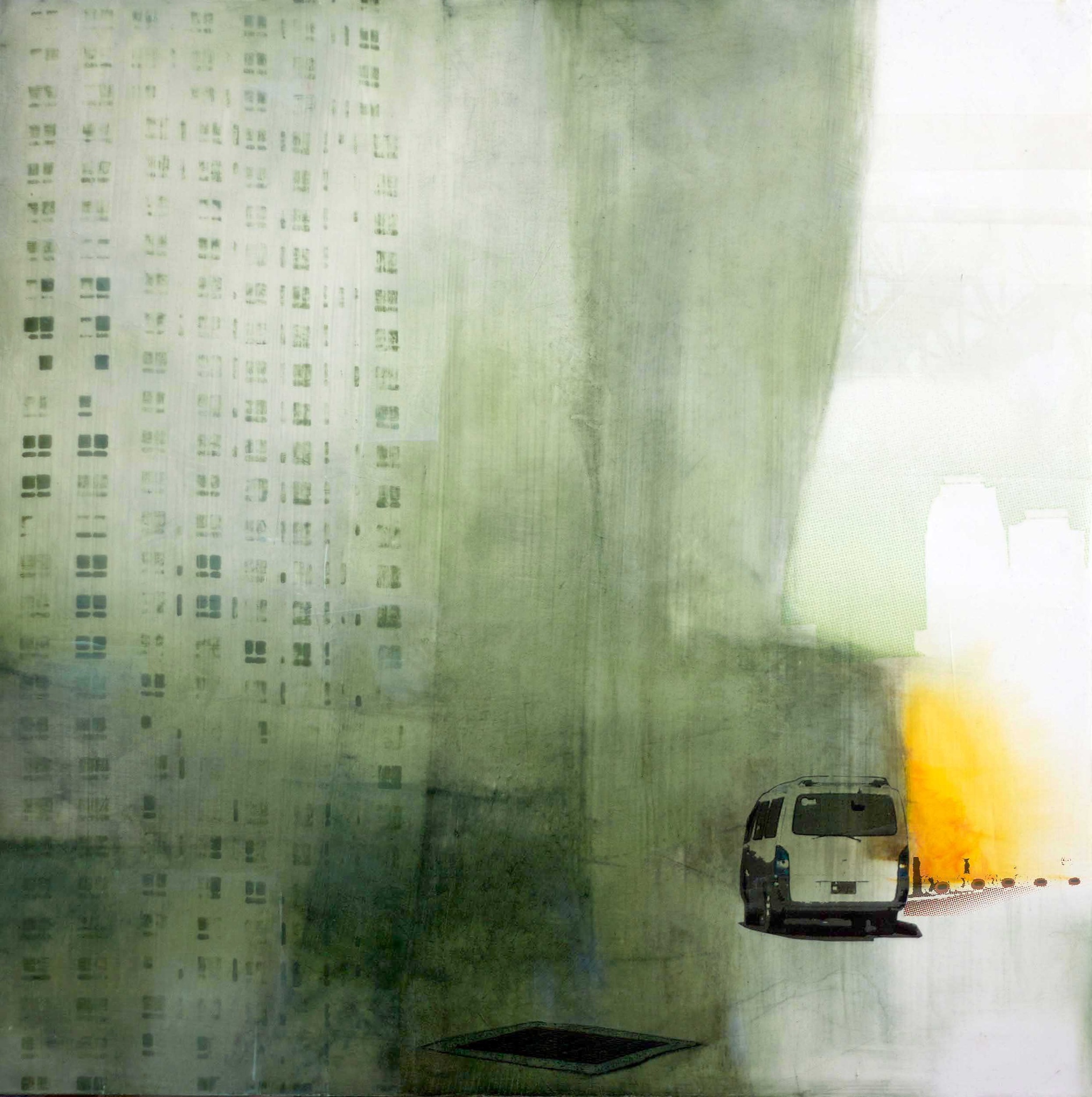 Minseok Kang 강민석 In part 1 경쟁 80×80cm Mixed Media 2009 Korean contemporary art automotive fine art 경쟁 Competition urban psychology art