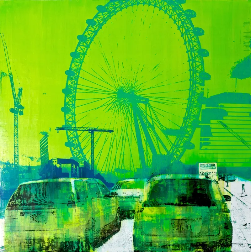 Minseok Kang, Oasis (2009) — A mixed media canvas compressing the city's crowds and gazes, Mixed Media