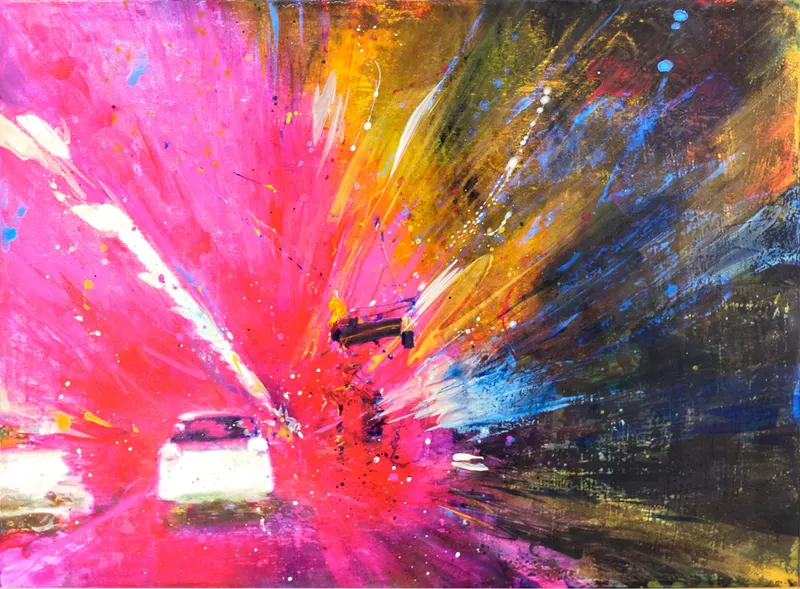 Minseok Kang, Purpose (2010) — A mixed media canvas compressing the city's crowds and gazes, Mixed Media