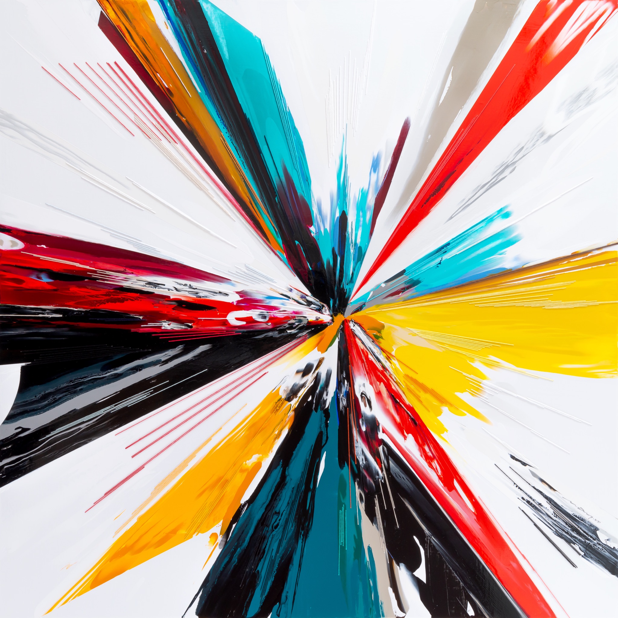 강민석 Minseok Kang 끝없는 힘 Endless Force XXVIII 116.8×116.8cm Mixed Media Acrylic Thread 2022 Korean contemporary art 한국 현대미술 자동차 그림 automotive fine art 끝없는 힘 Endless Force racing car painting
