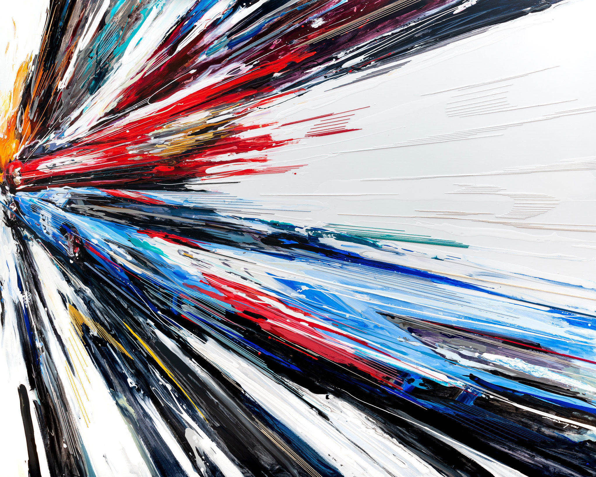 강민석 Minseok Kang 끝없는 힘 Butterfly III 162.2×130.3cm Mixed Media Acrylic Thread 2021 Korean contemporary art 한국 현대미술 자동차 그림 automotive fine art 끝없는 힘 Endless Force racing car painting