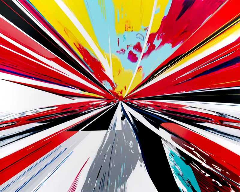 Minseok Kang, Endless Impact D05 (2025) — Scraped and pushed-away paint traces around a distorted car form, Acrylic on Canvas