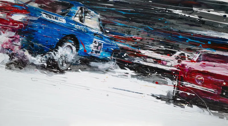 Minseok Kang, Energy NO.8 (2017) — A car racing across rapid brushwork and thick layers of paint, Acrylic on Canvas