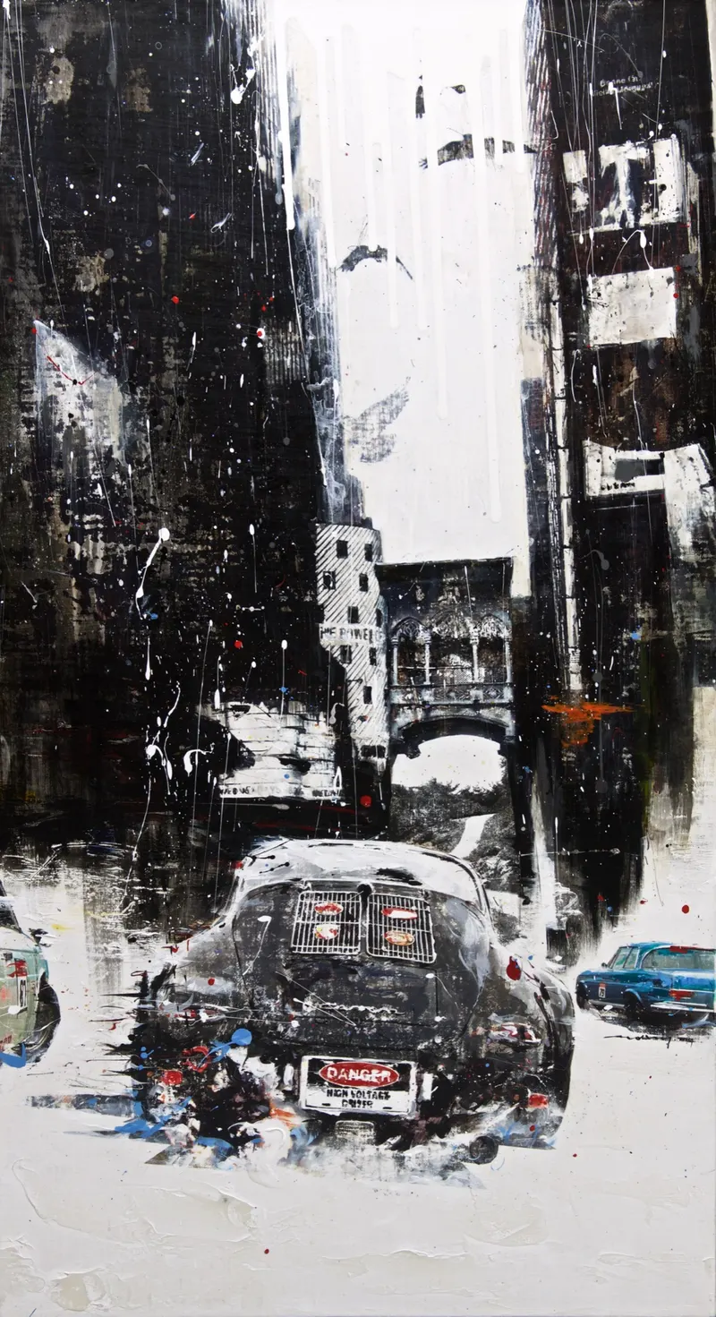 강민석 Minseok Kang, Long Journey NO.1 (2014) — 화려하지만 차갑고 낯선 도시를 달리는 자동차, Mixed Media