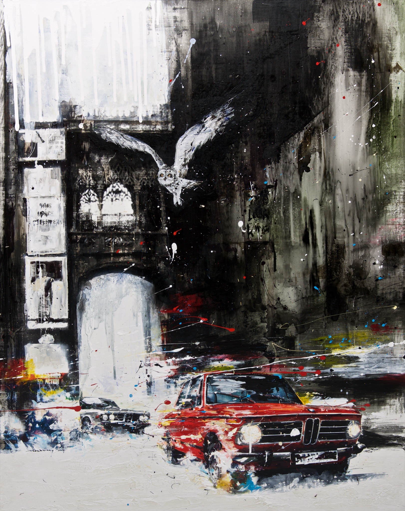 Minseok Kang 강민석 Long Journey NO.2 긴 여정 72.5×91cm Mixed Media 2014 Korean contemporary art automotive fine art 긴 여정 Long Journey cityscape painting