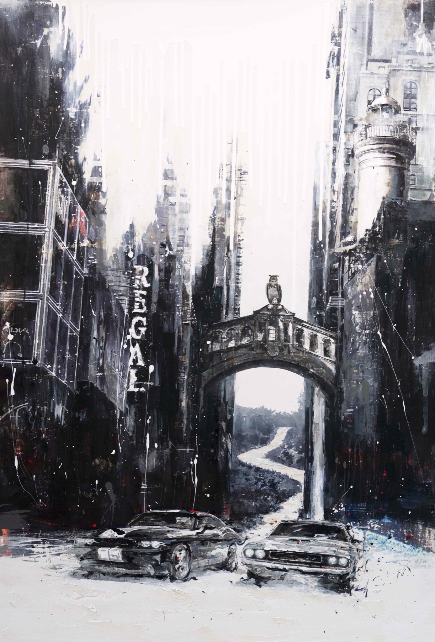 Minseok Kang 강민석 Long Journey NO.5 긴 여정 130.3×89.4cm Mixed Media 2015 Korean contemporary art automotive fine art 긴 여정 Long Journey cityscape painting