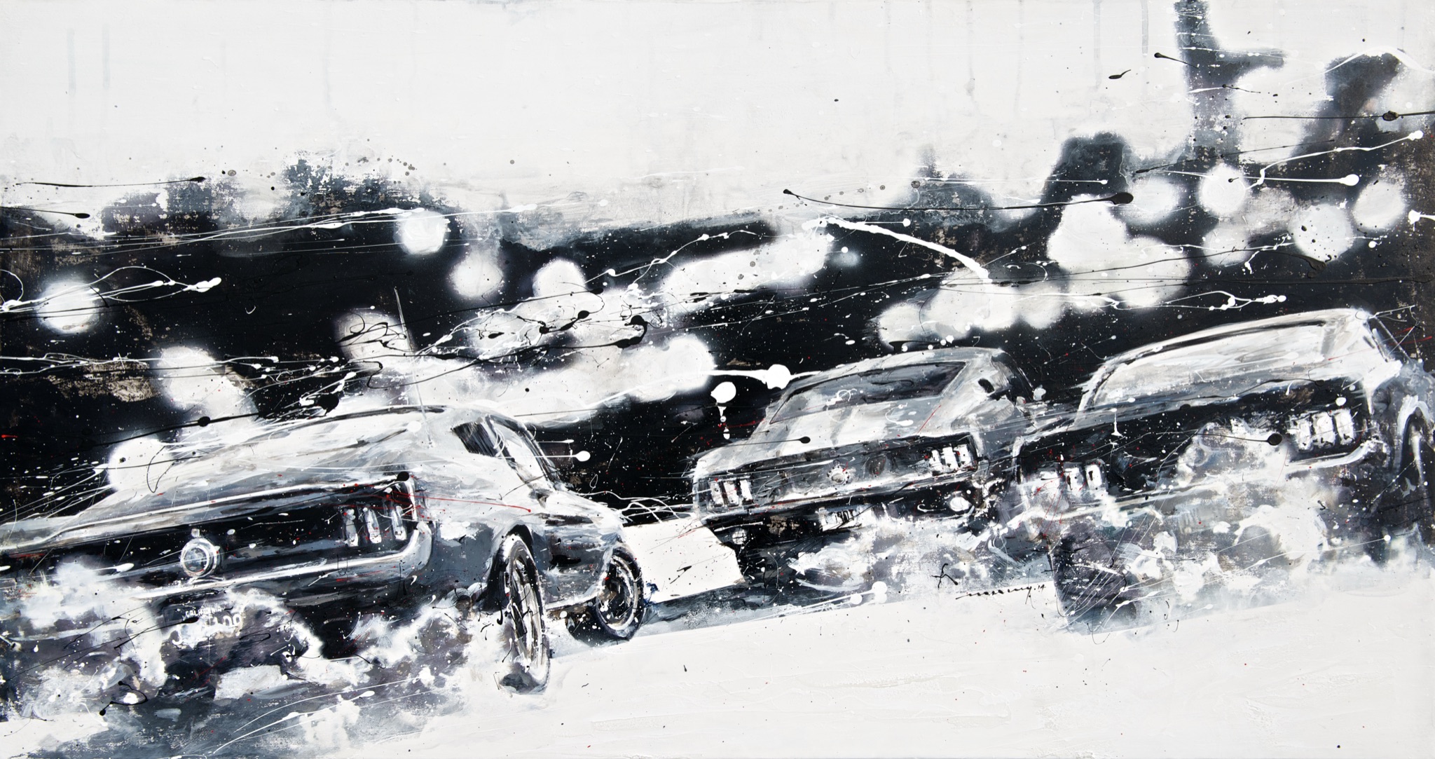 Minseok Kang 강민석 Challenge NO.3 긴 여정 53×100cm Mixed Media 2014 Korean contemporary art automotive fine art 긴 여정 Long Journey cityscape painting