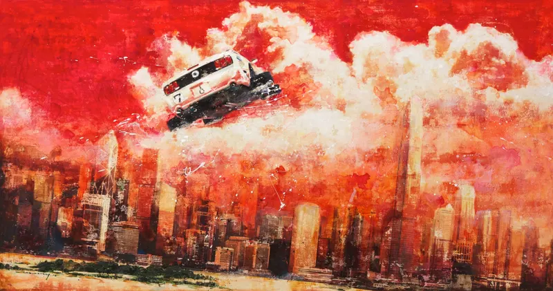 강민석 Minseok Kang, Navigate without Compass (2012) — 바람이 이끄는 대로 혼합 재료 화면 위를 나아가는 레이서, Mixed Media