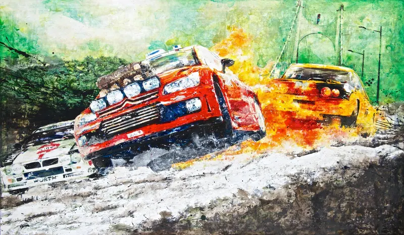 강민석 Minseok Kang, Push Forward (2013) — 바람이 이끄는 대로 혼합 재료 화면 위를 나아가는 레이서, Mixed Media