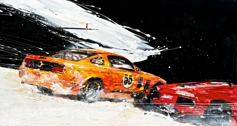 강민석 Minseok Kang, A Strong Will NO.3 (2013) — 바람이 이끄는 대로 혼합 재료 화면 위를 나아가는 레이서, Mixed Media