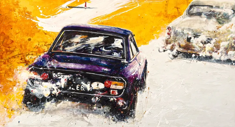 강민석 Minseok Kang, A Strong Will NO.5 (2013) — 바람이 이끄는 대로 혼합 재료 화면 위를 나아가는 레이서, Mixed Media