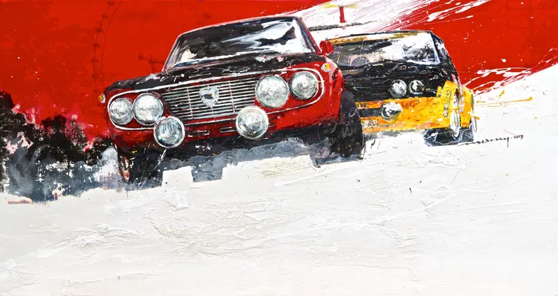 강민석 Minseok Kang, A Strong Will NO.2 (2013) — 바람이 이끄는 대로 혼합 재료 화면 위를 나아가는 레이서, Mixed Media