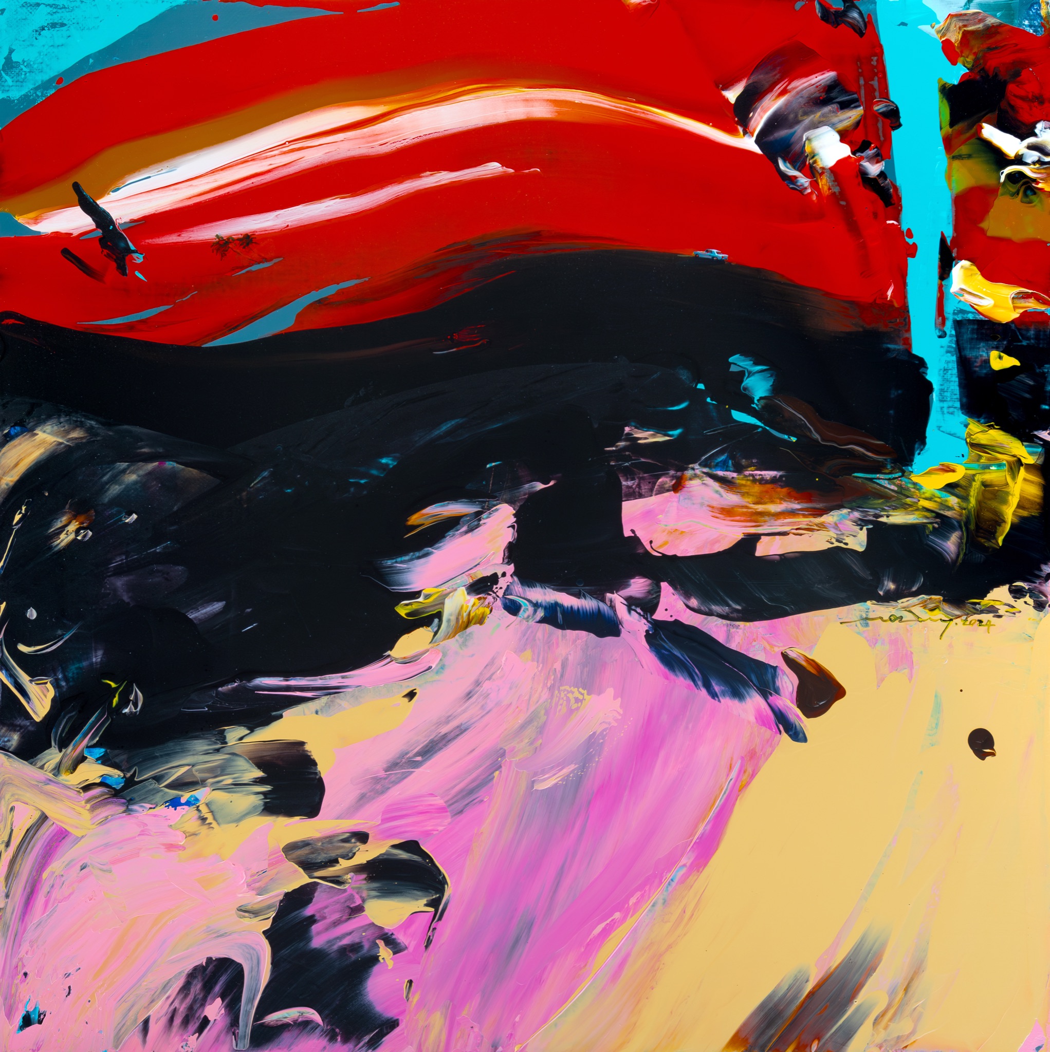 강민석 Minseok Kang 물감 사막 Paint Desert #12 41×41cm Acrylic on Canvas 2024 Korean contemporary art 한국 현대미술 자동차 그림 automotive fine art 물감 사막 Paint Desert desert landscape painting