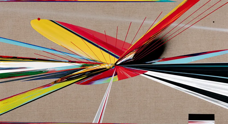 Minseok Kang, Reversed Boundary E04 (2025) — Distorted lines and ruptured colors leaving traces on the canvas, Acrylic on Canvas
