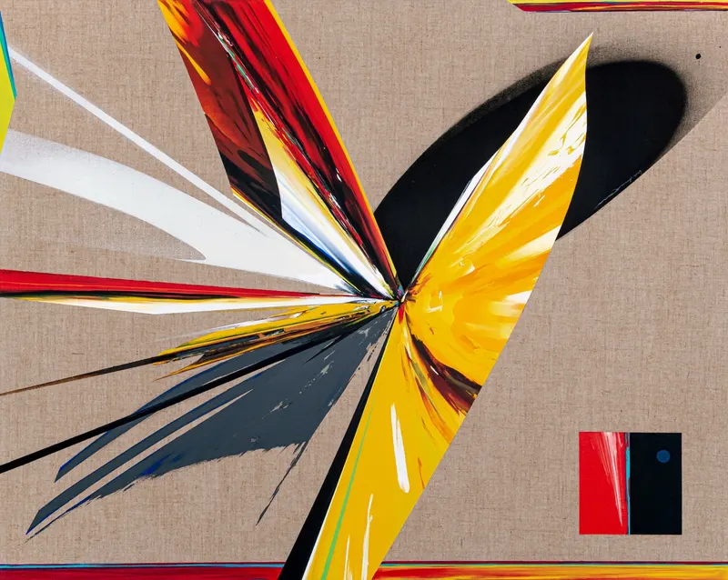 Minseok Kang, Reversed Boundary E05 (2025) — Distorted lines and ruptured colors leaving traces on the canvas, Acrylic on Canvas