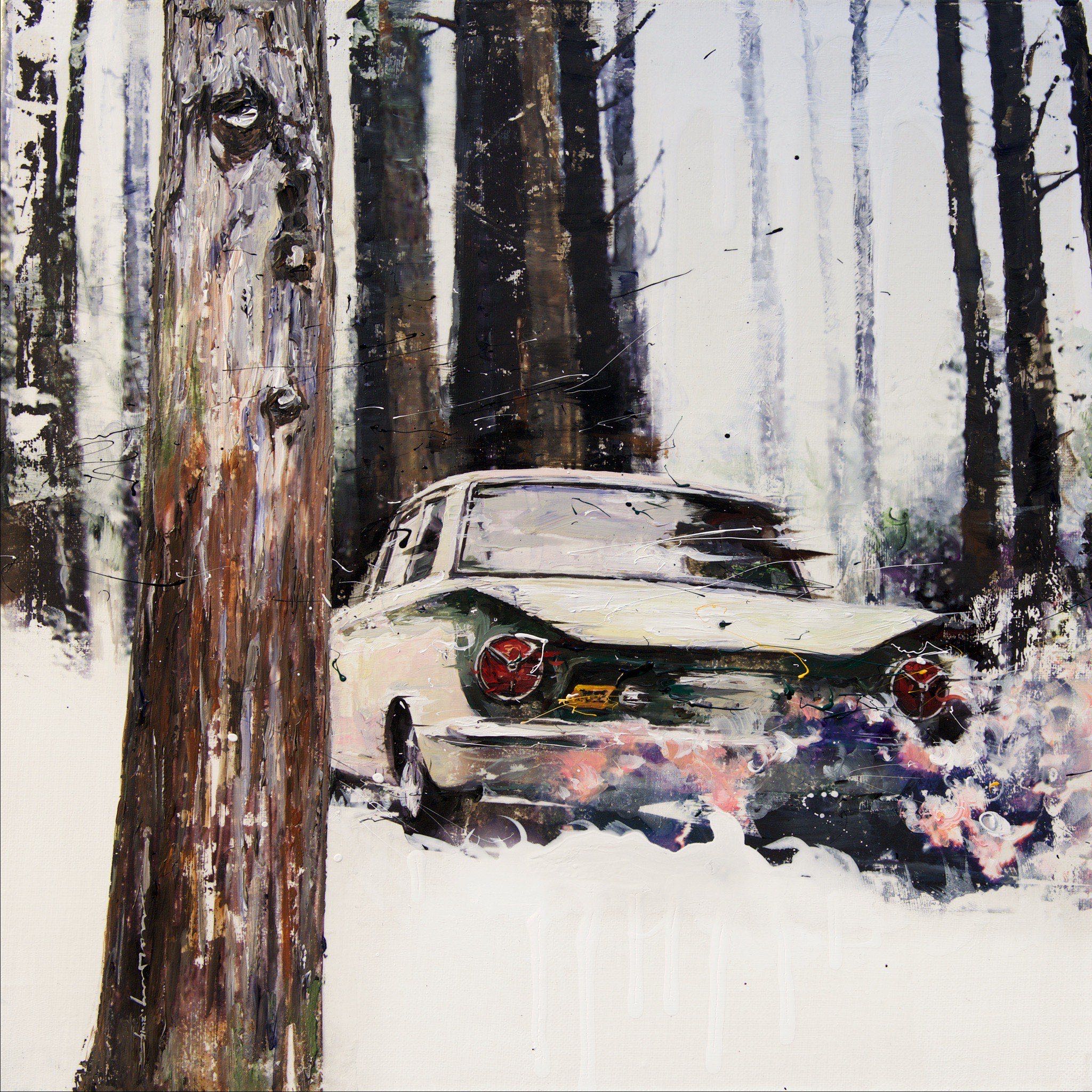 Minseok Kang 강민석 Stray Racer NO.9 길 잃은 레이서 41×41cm Mixed Media 2015 Korean contemporary art automotive fine art 길 잃은 레이서 Stray Racer lost racer painting