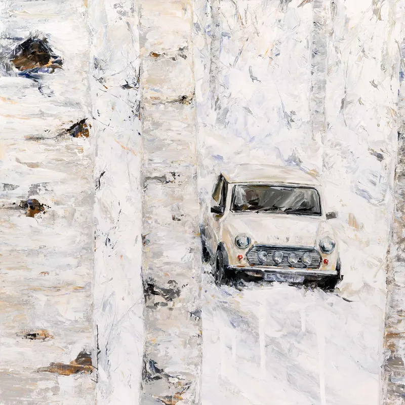 Minseok Kang, Stray Racer XX (2019) — A fragmented car within thick texture and dynamic brushwork, Acrylic on Canvas