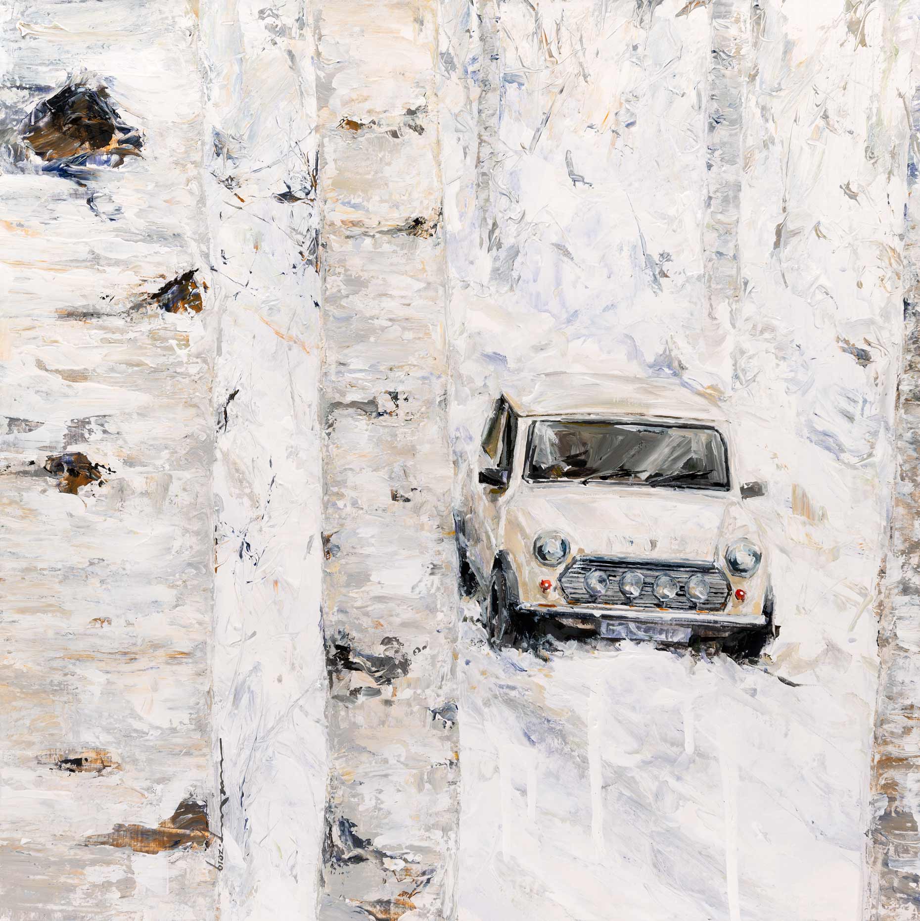 Minseok Kang 강민석 Stray Racer XX 길 잃은 레이서 41×41cm Acrylic on Canvas 2019 Korean contemporary art automotive fine art 길 잃은 레이서 Stray Racer lost racer painting