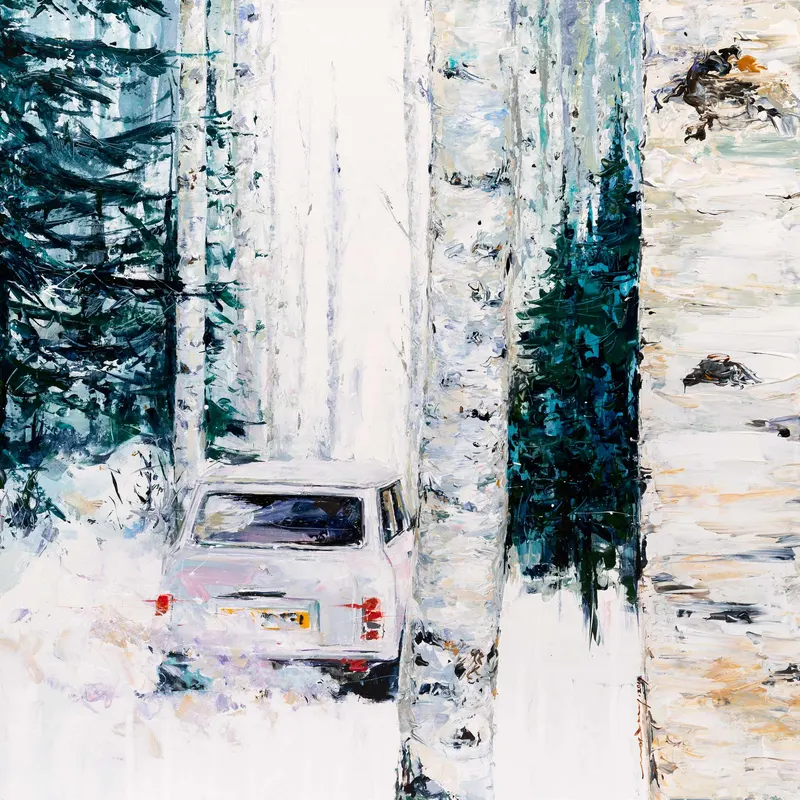 Minseok Kang, Stray Racer XXI (2019) — A fragmented car within thick texture and dynamic brushwork, Acrylic on Canvas