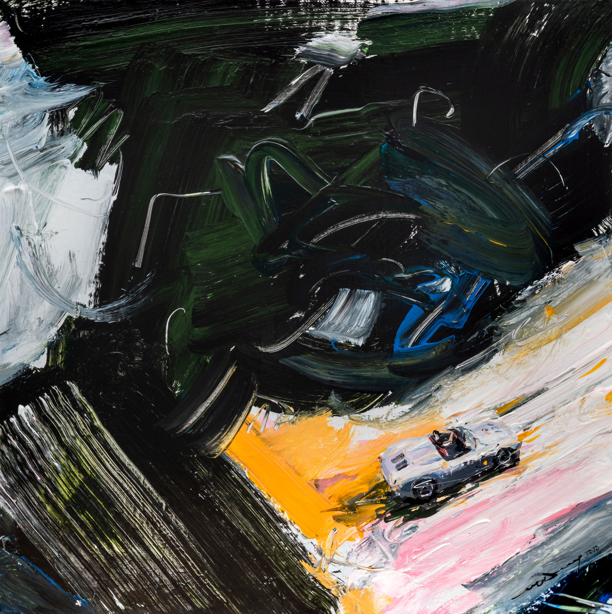 Minseok Kang 강민석 Sway in the Wind III 바람에 흔들리다 41×41cm Acrylic on Canvas 2020 Korean contemporary art automotive fine art 바람에 흔들리다 Sway in the Wind forest car painting