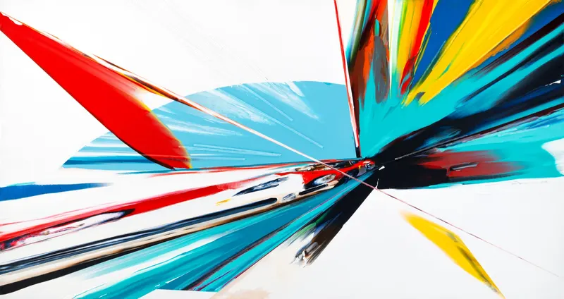 Minseok Kang, Timeleap XV (2024) — A geometrically distorted car with artificial straight lines, Acrylic on Canvas