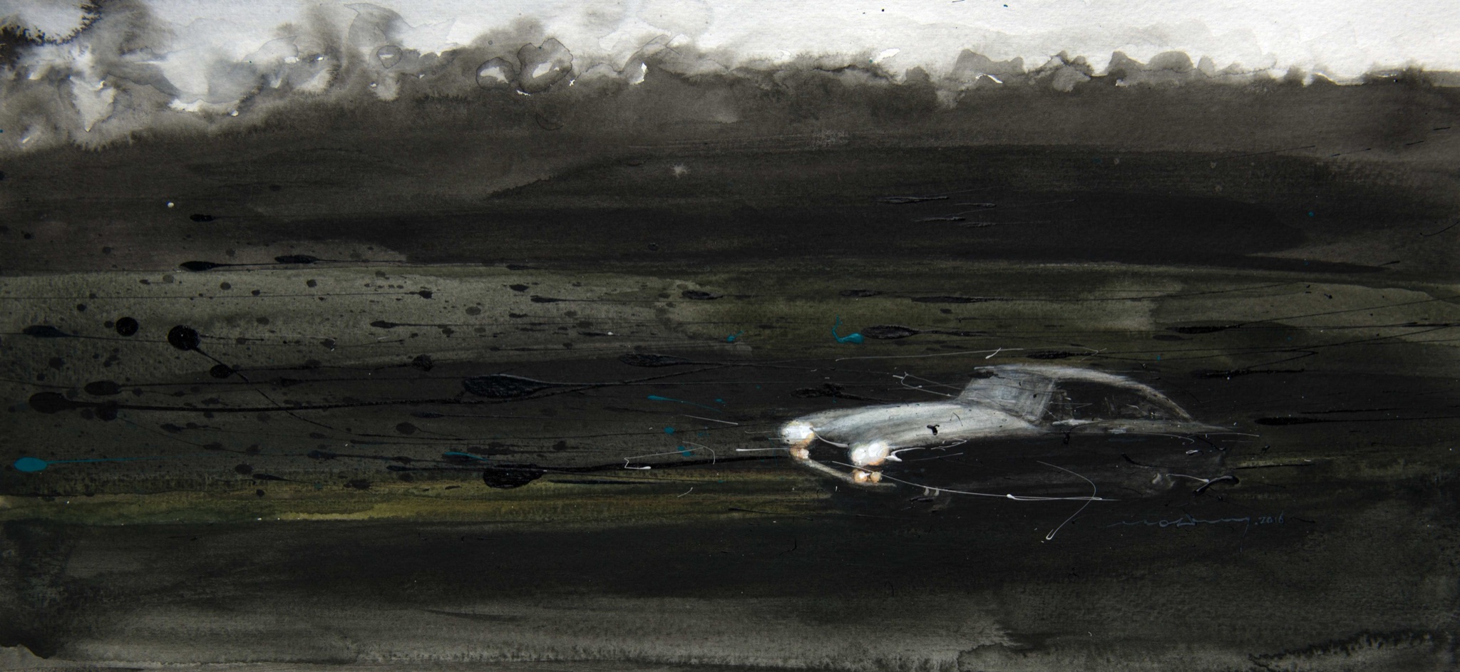Minseok Kang 강민석 At full speed NO.8 Aston Martin DB5 수채화 아트웍 18.8×40.6cm Watercolor & Acrylic on France Paper Korean contemporary art automotive fine art 수채화 아트웍 Watercolor Artwork At full speed