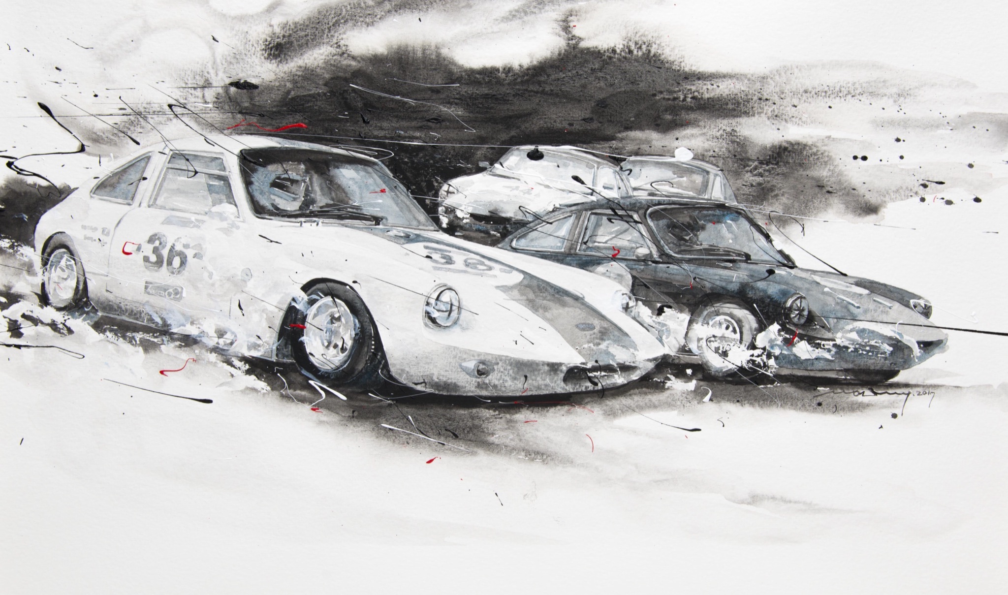Minseok Kang 강민석 At full speed NO.11 Deep Sanderson 301 수채화 아트웍 Watercolor & Acrylic on France Paper Korean contemporary art automotive fine art 수채화 아트웍 Watercolor Artwork At full speed
