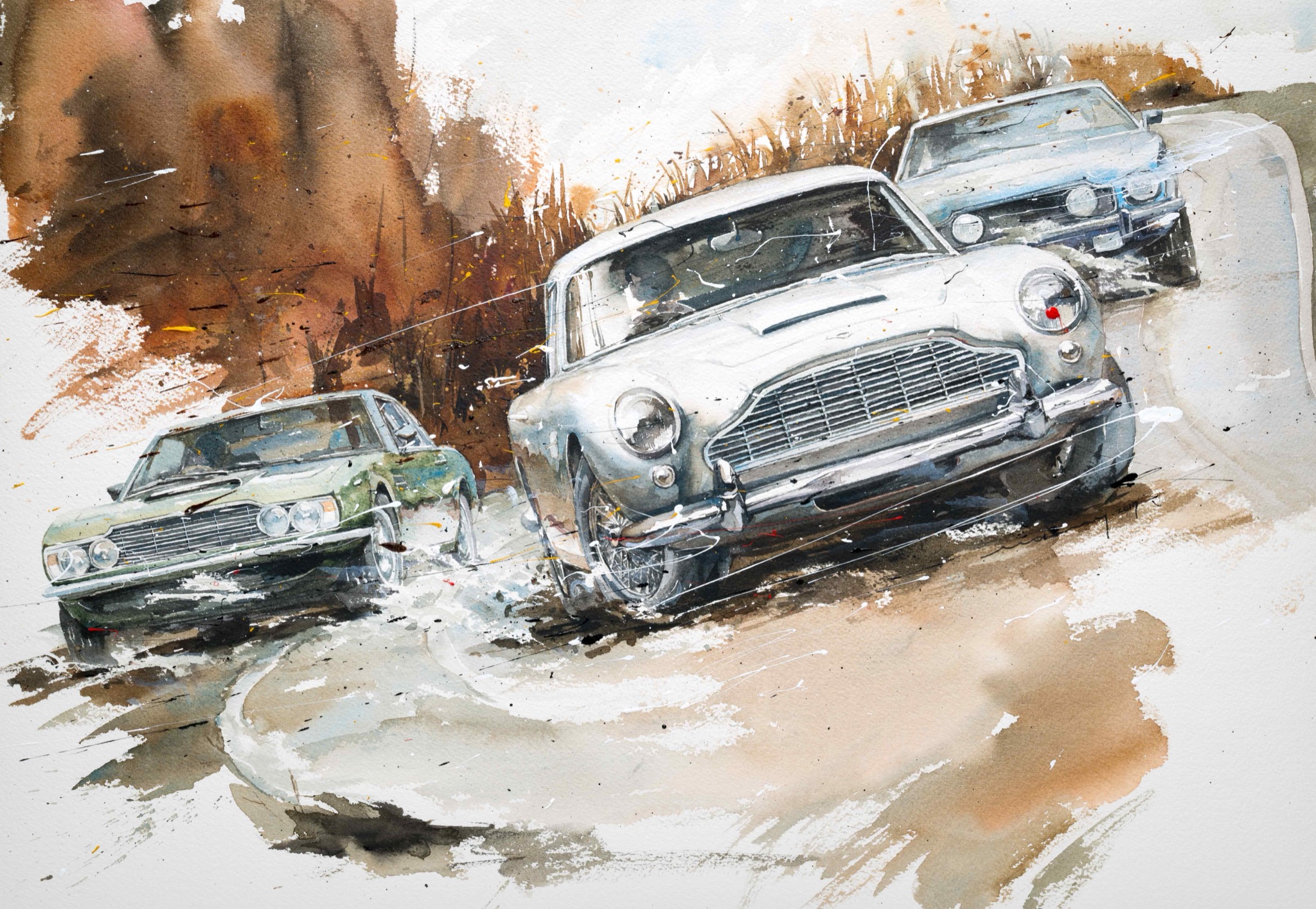 Minseok Kang 강민석 At full speed NO.16 수채화 아트웍 49×34.5cm Watercolor & Acrylic on France Paper Korean contemporary art automotive fine art 수채화 아트웍 Watercolor Artwork At full speed