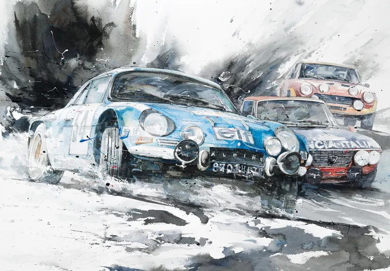 강민석 Minseok Kang, At full speed NO.17 — 프랑스 수채지 위 투명한 물성으로 담은 레이싱 카의 질주, Watercolor & Acrylic on France Paper