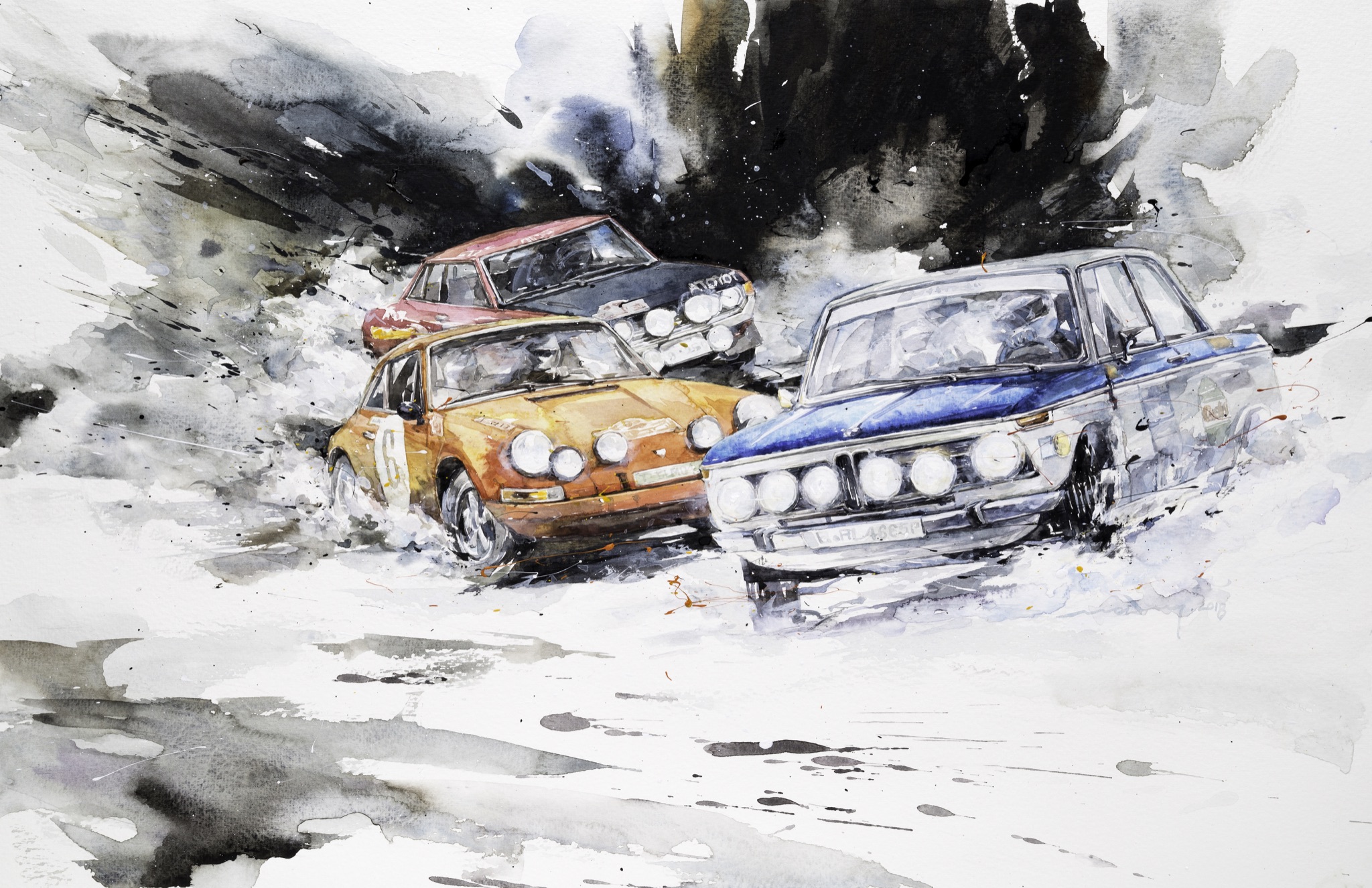Minseok Kang 강민석 At full speed NO.19 수채화 아트웍 32×49cm Watercolor & Acrylic on France Paper Korean contemporary art automotive fine art 수채화 아트웍 Watercolor Artwork At full speed