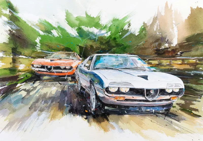 강민석 Minseok Kang, At full speed NO.22 — 프랑스 수채지 위 투명한 물성으로 담은 레이싱 카의 질주, Watercolor on France Paper