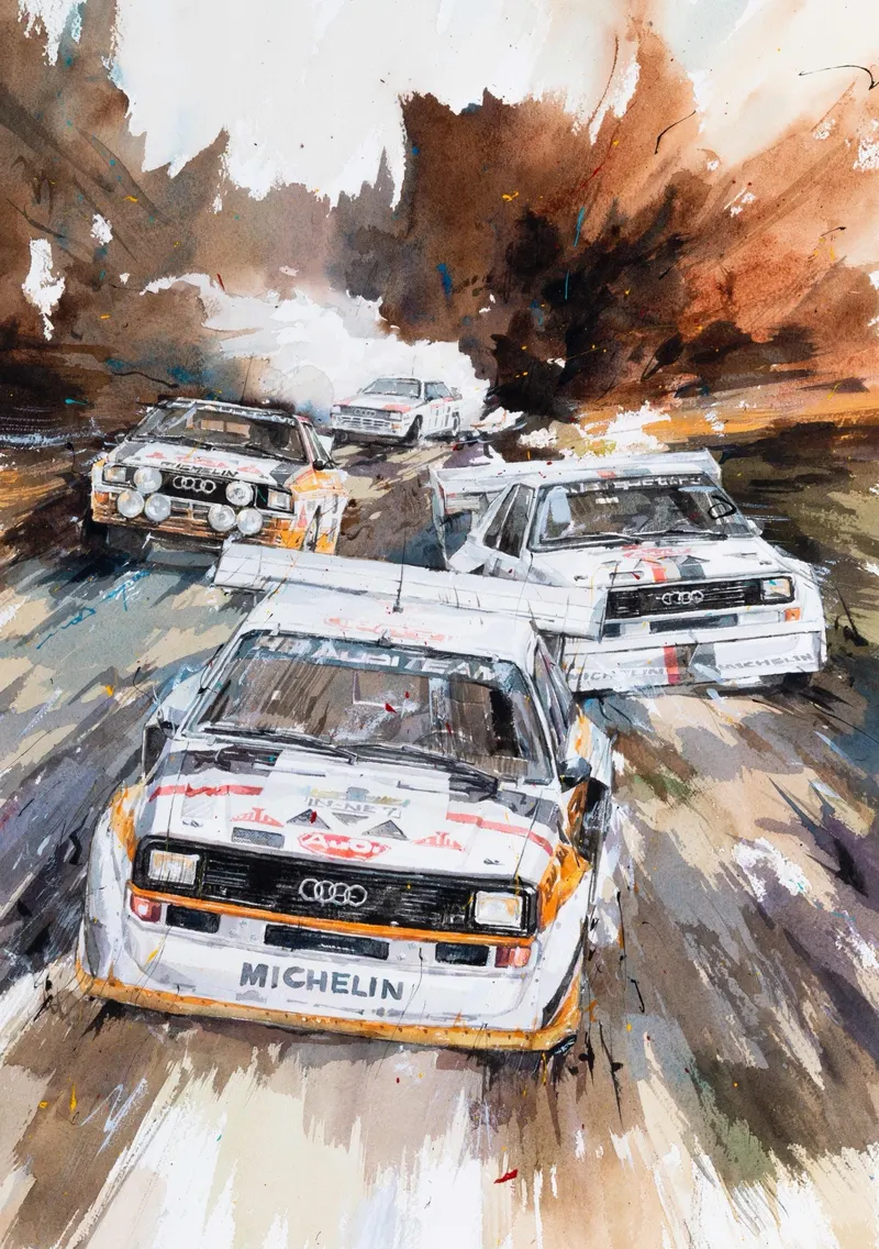 강민석 Minseok Kang, At full speed NO.23 — 프랑스 수채지 위 투명한 물성으로 담은 레이싱 카의 질주, Watercolor on France Paper