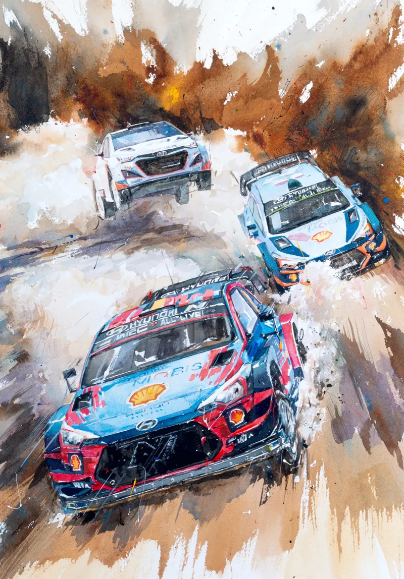 강민석 Minseok Kang, At full speed NO.24 — 프랑스 수채지 위 투명한 물성으로 담은 레이싱 카의 질주, Watercolor on France Paper