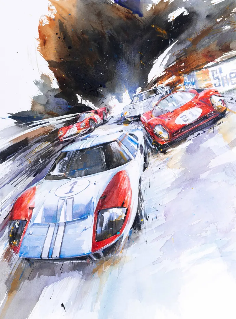 강민석 Minseok Kang, At full speed NO.27 — 프랑스 수채지 위 투명한 물성으로 담은 레이싱 카의 질주, Watercolor on France Paper