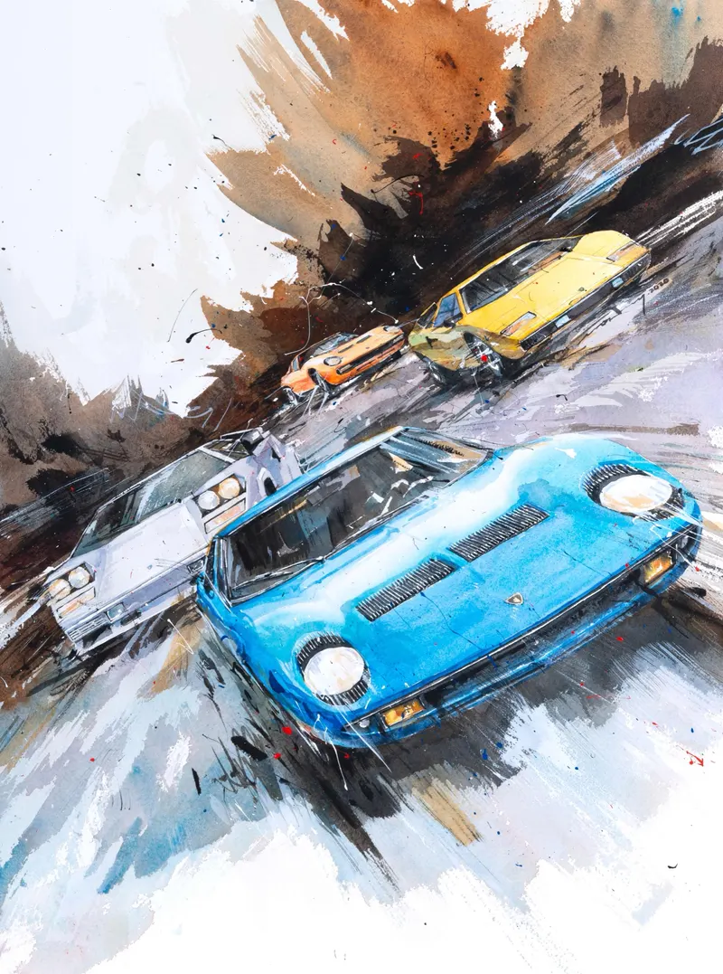 강민석 Minseok Kang, At full speed NO.28 — 프랑스 수채지 위 투명한 물성으로 담은 레이싱 카의 질주, Watercolor on France Paper