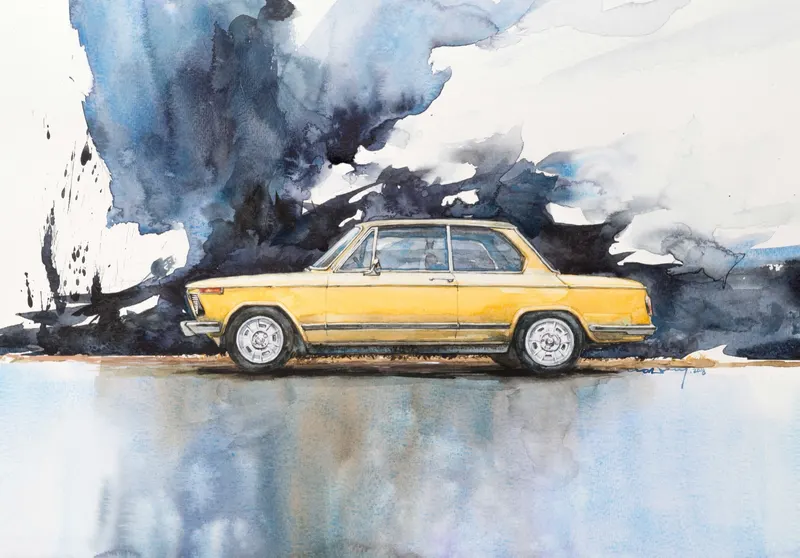 강민석 Minseok Kang, BMW 2002 — 프랑스 수채지 위 투명한 물성으로 담은 레이싱 카의 질주, Watercolor on France Paper